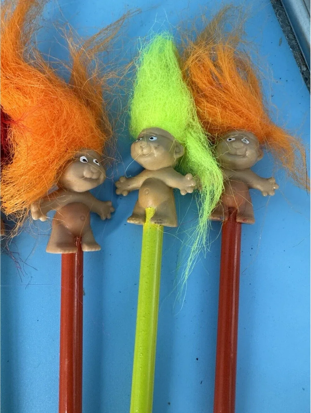 13 Vintage Troll Doll Pencils 3 Russ 1 ACE Good Luck Troll Pencil Toppers 1990s